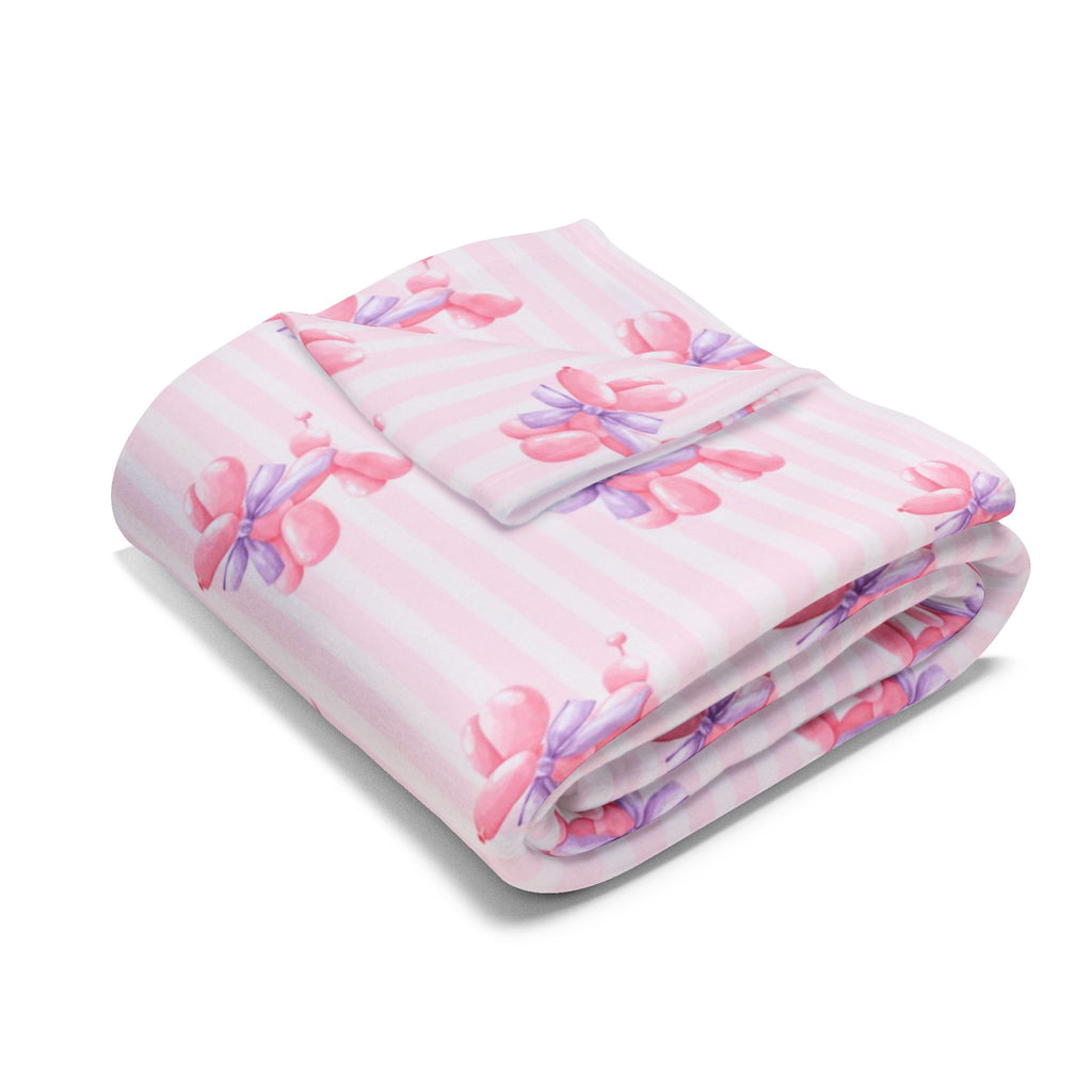 Pink Balloon Dog Blanket – Coquette Aesthetic Cozy Pink Room Decor