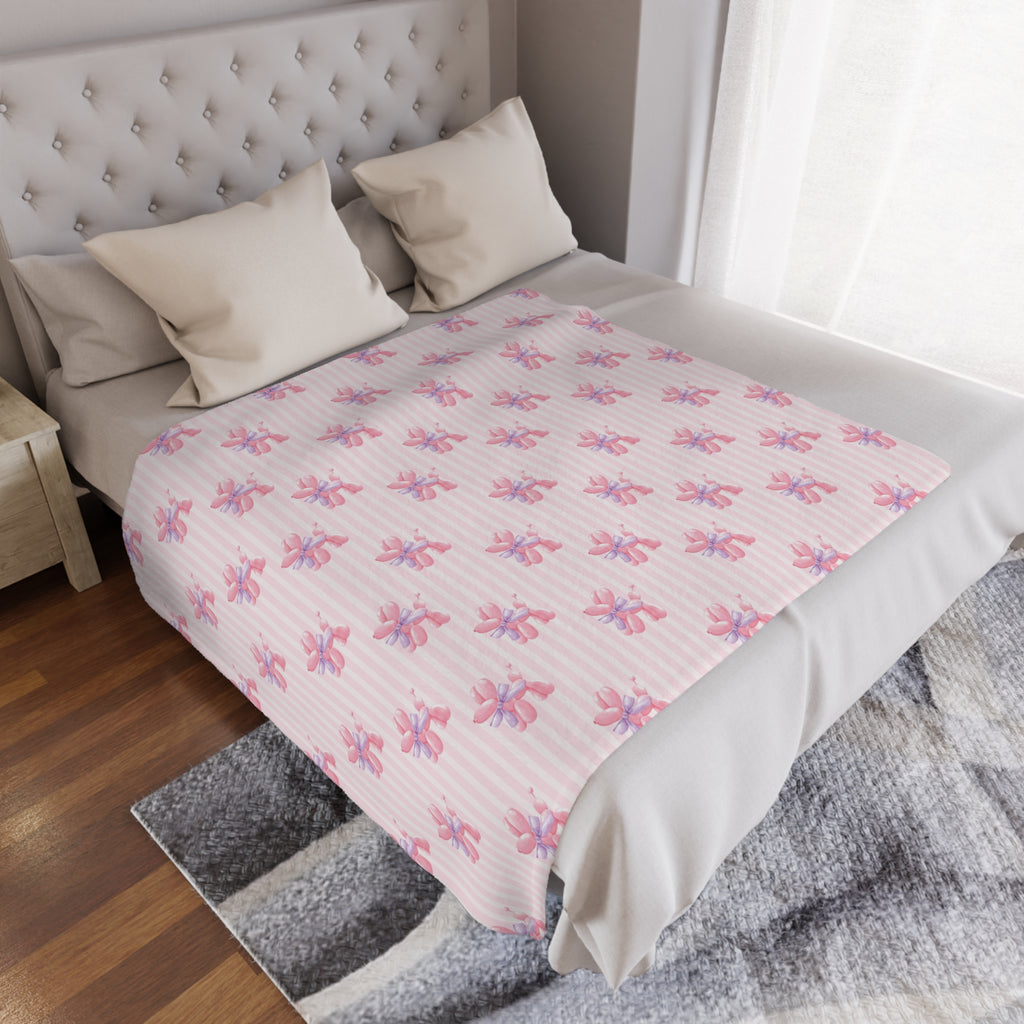 Pink Balloon Dog Blanket – Coquette Aesthetic Cozy Pink Room Decor