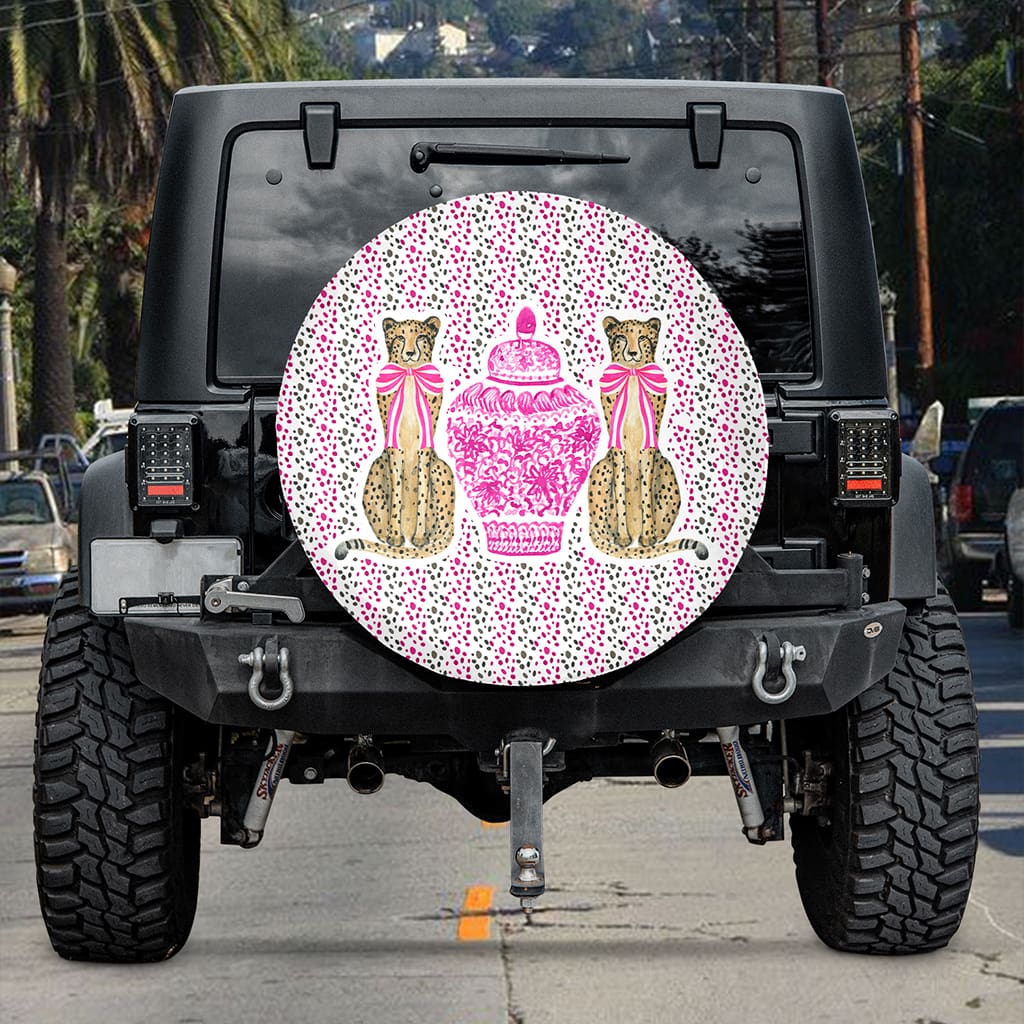 Pink Chinoiserie Spare Tire Cover Pink Car Decor Accessories for Women
