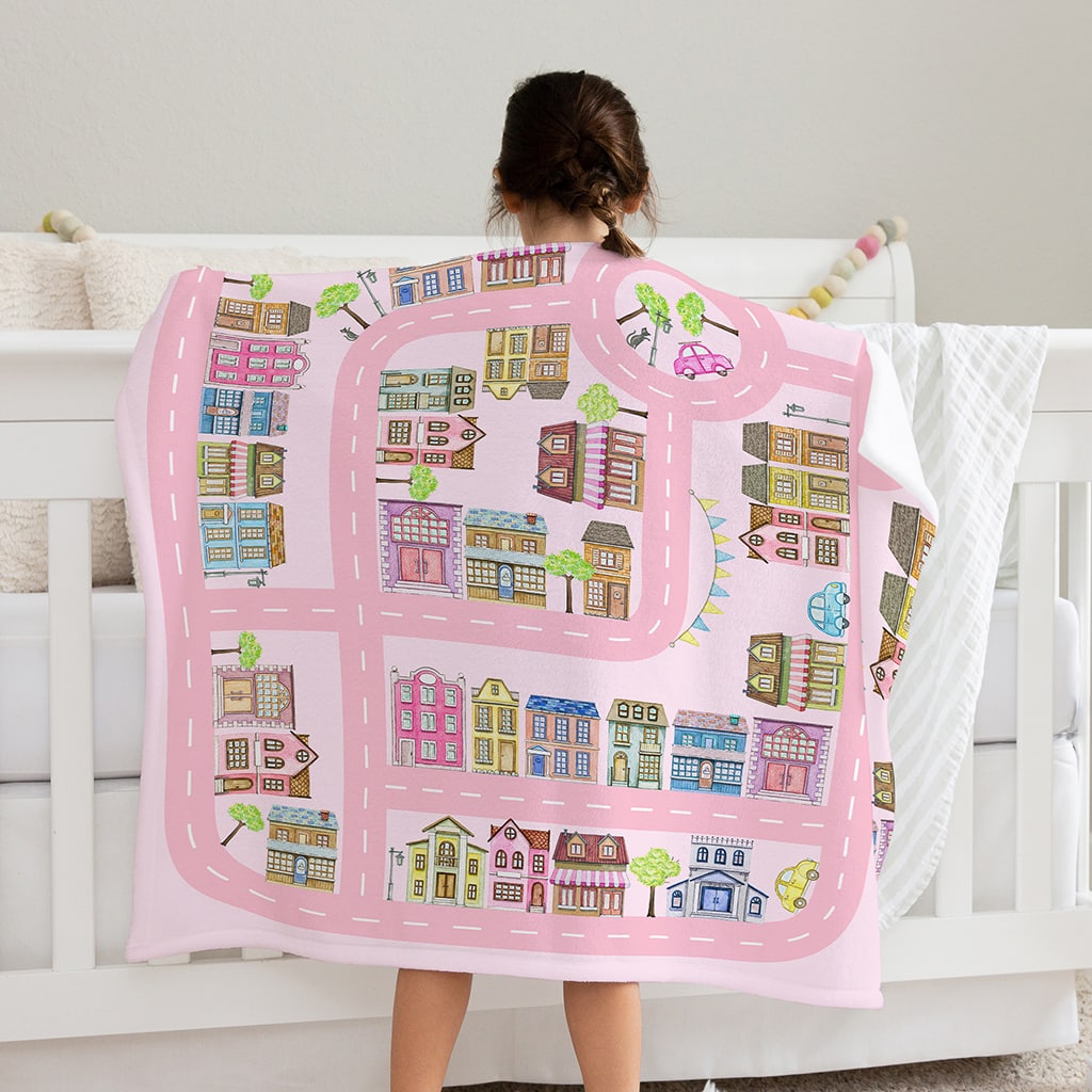 Pink City Adventure Blanket, Childrens Throws, Blankets & Bedspreads