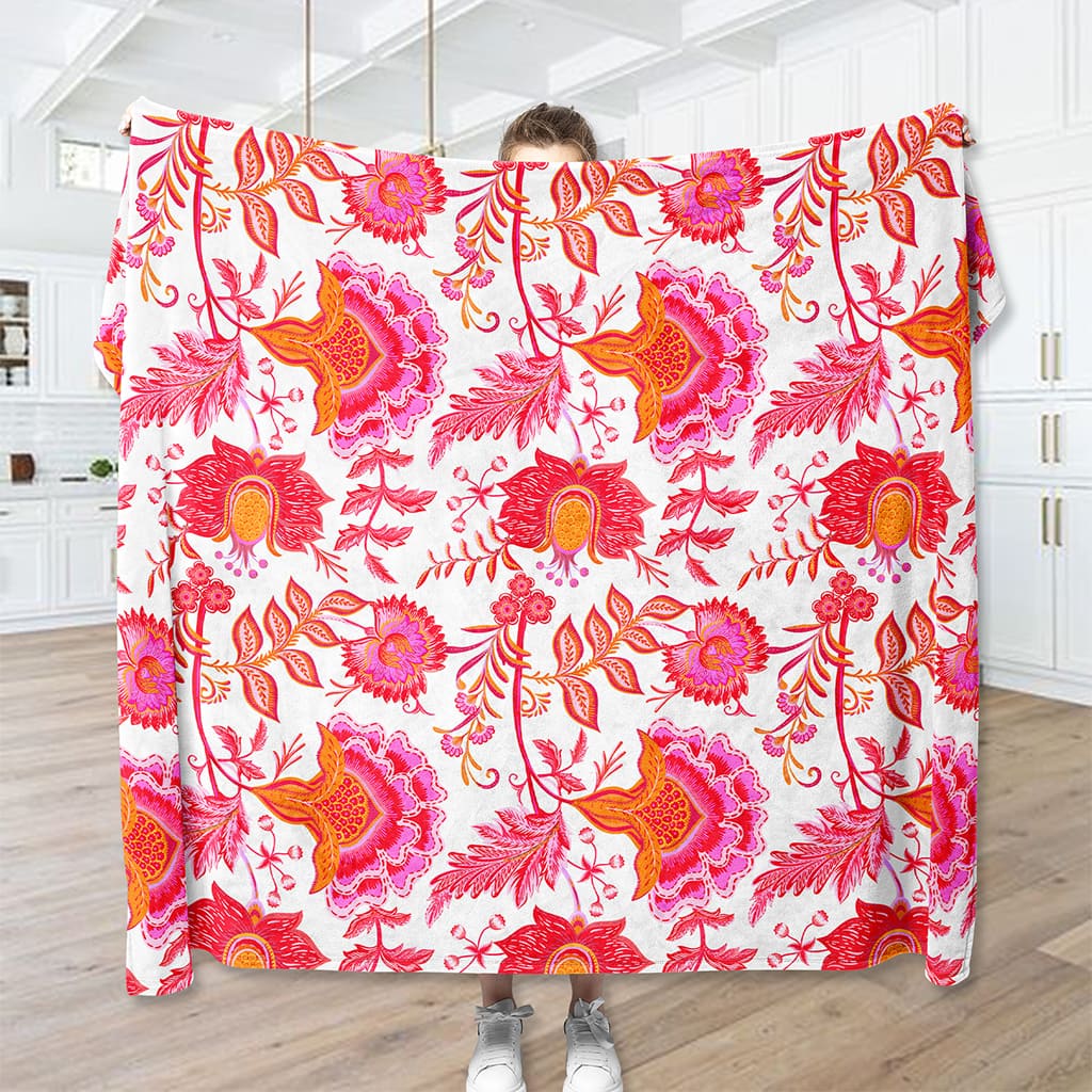 Pink Preppy Blanket Floral Vintage Charm, Cute Preppy Room Decor