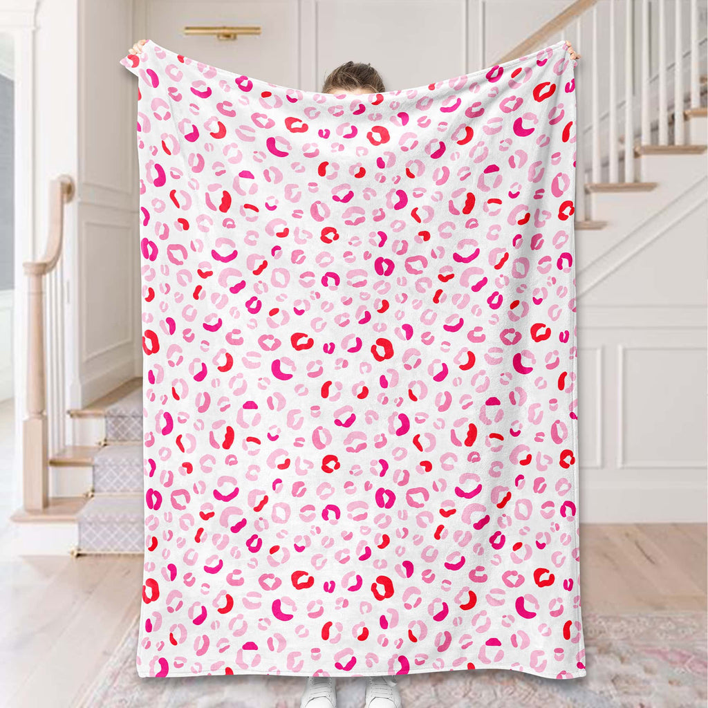 Pink Preppy Cheetah Blanket, Pink Preppy Blanket for Teens, Dorm Decor