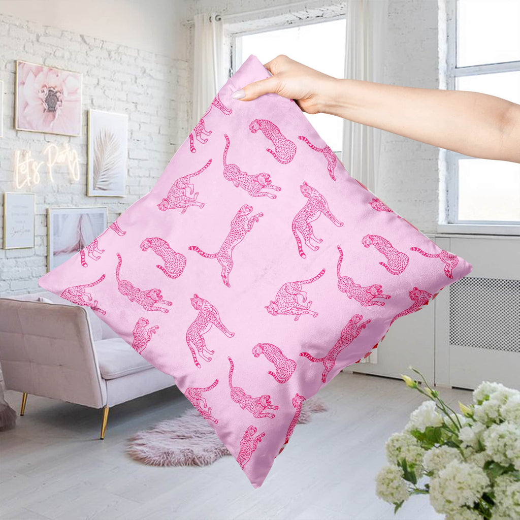 pink cheetah preppy throw pillow