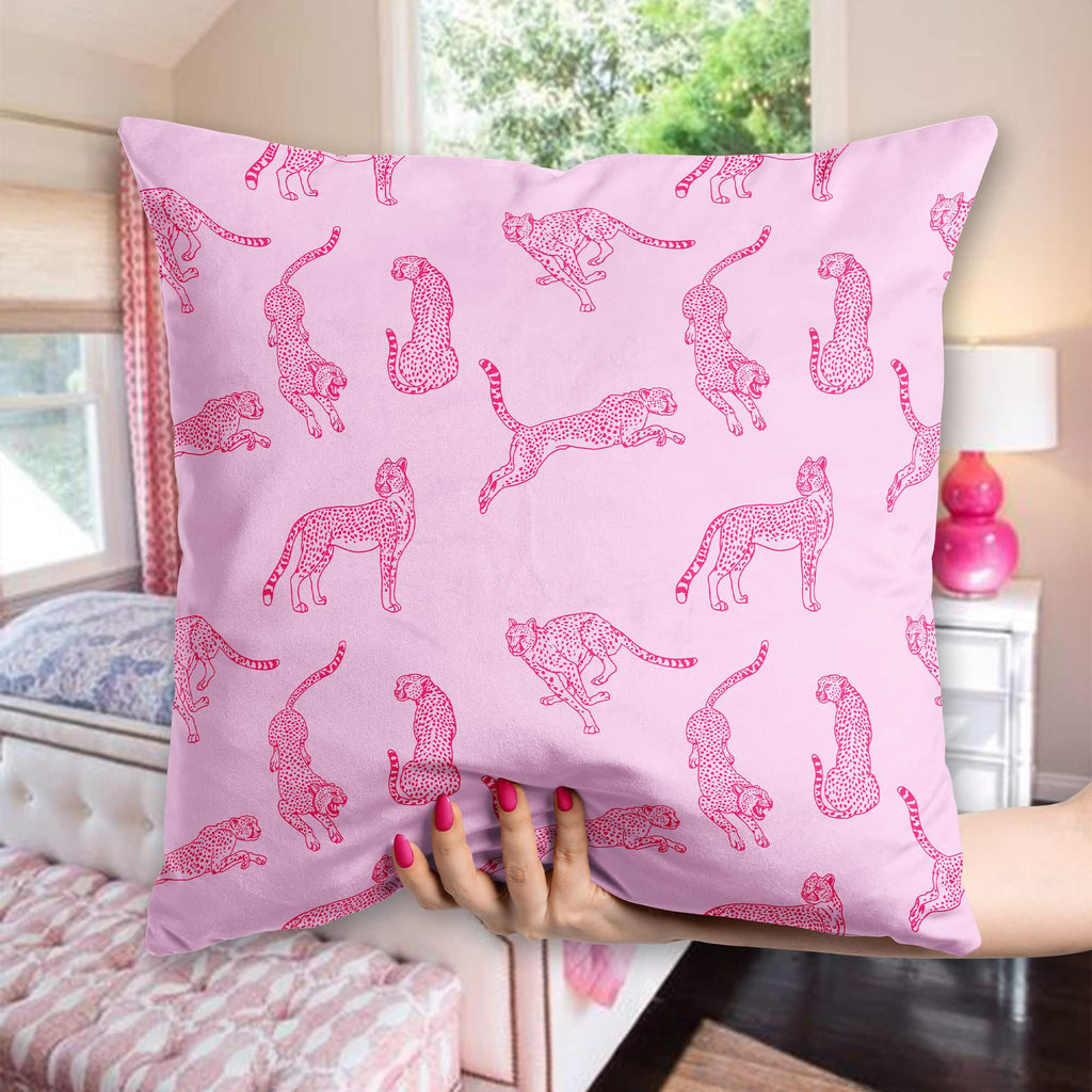pink cheetah preppy throw pillow
