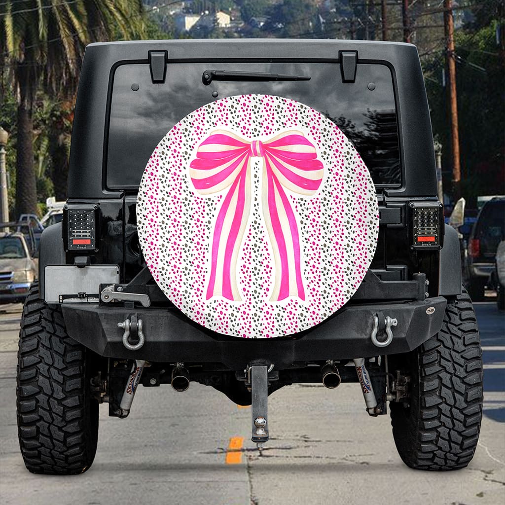 Pink Ribbon Spare Tire Cover for Women, Pink Car Decor Accessories