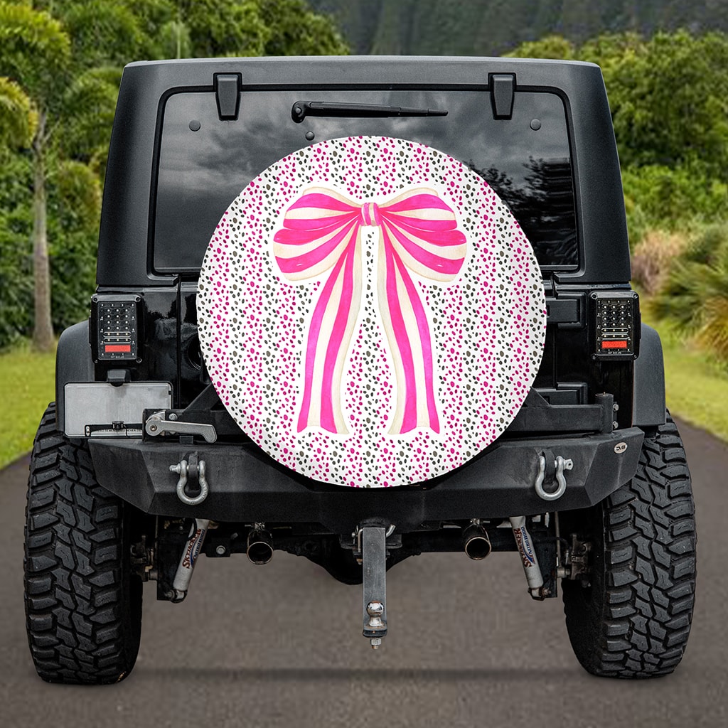 Pink Ribbon Spare Tire Cover for Women, Pink Car Decor Accessories
