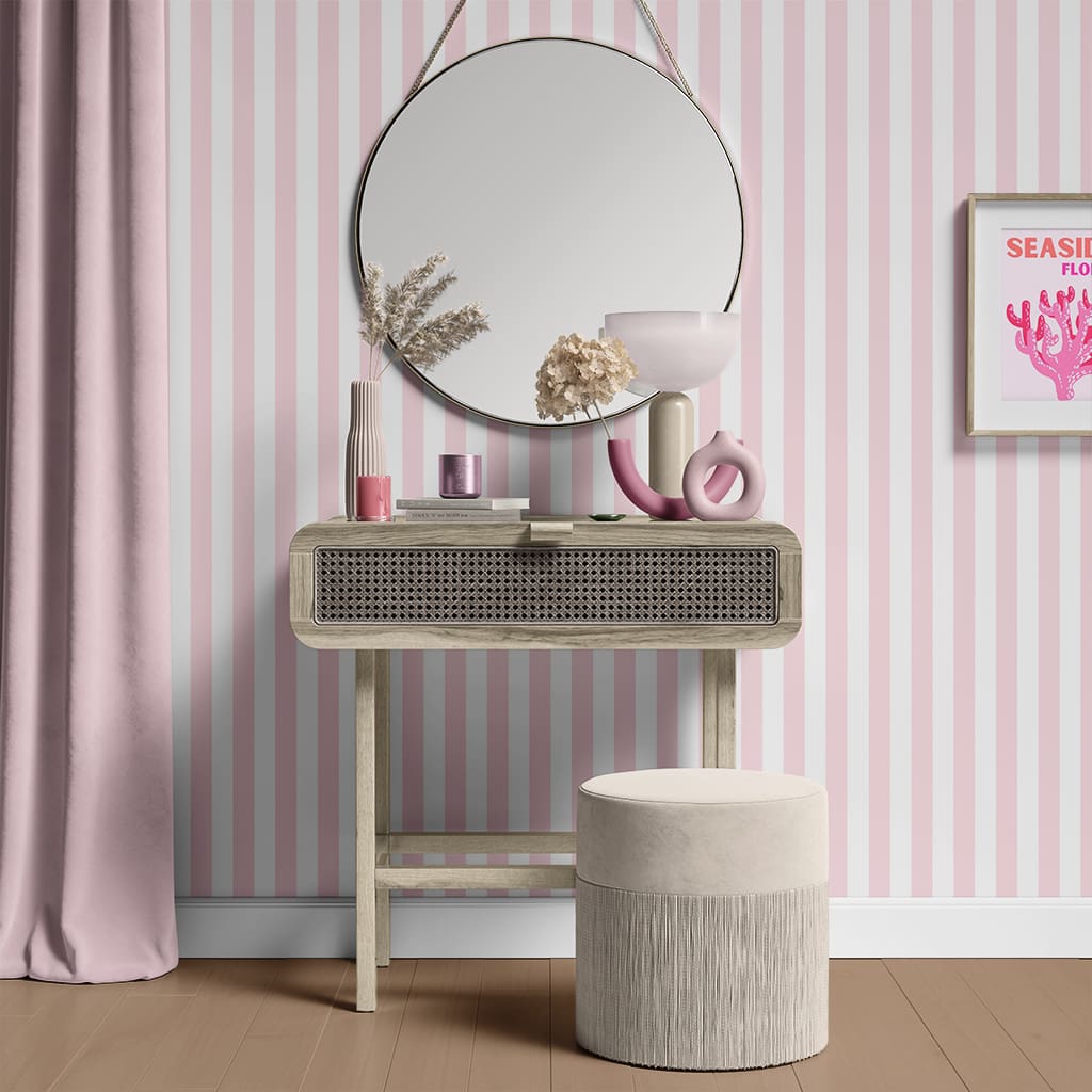 Peel and Stick Wallpaper - Light Pink Striped Wallpaper