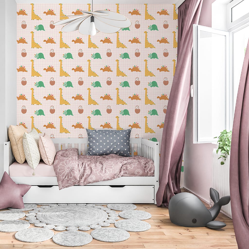 Dinosaur Wallpaper, Cute Gender Neutral Nursery Wallpaper for Kids