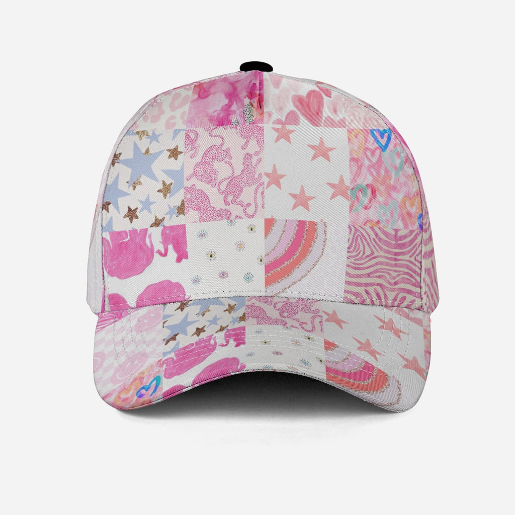 Cute preppy baseball cap for women with patchwork pattern for summer