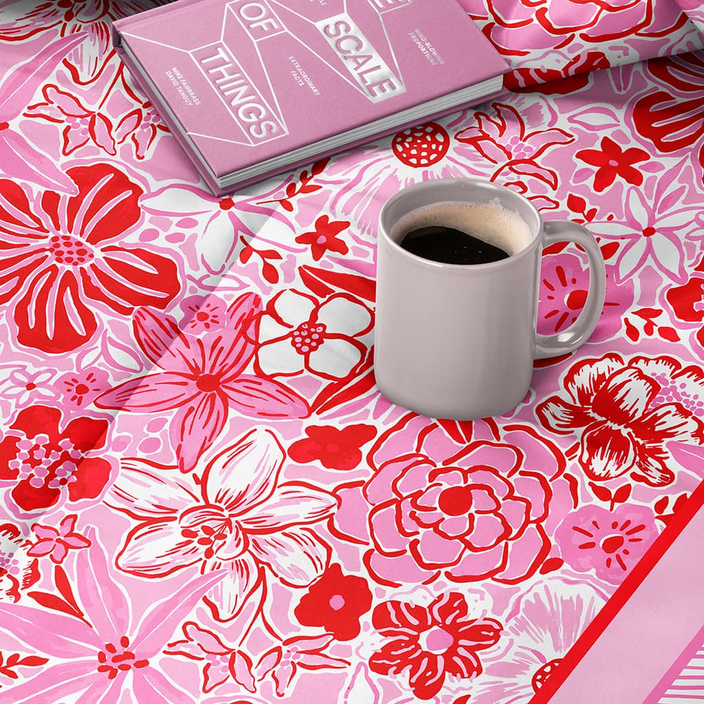 Preppy Comforter Pink Red Floral, Preppy Bedding for Teen Room Decor