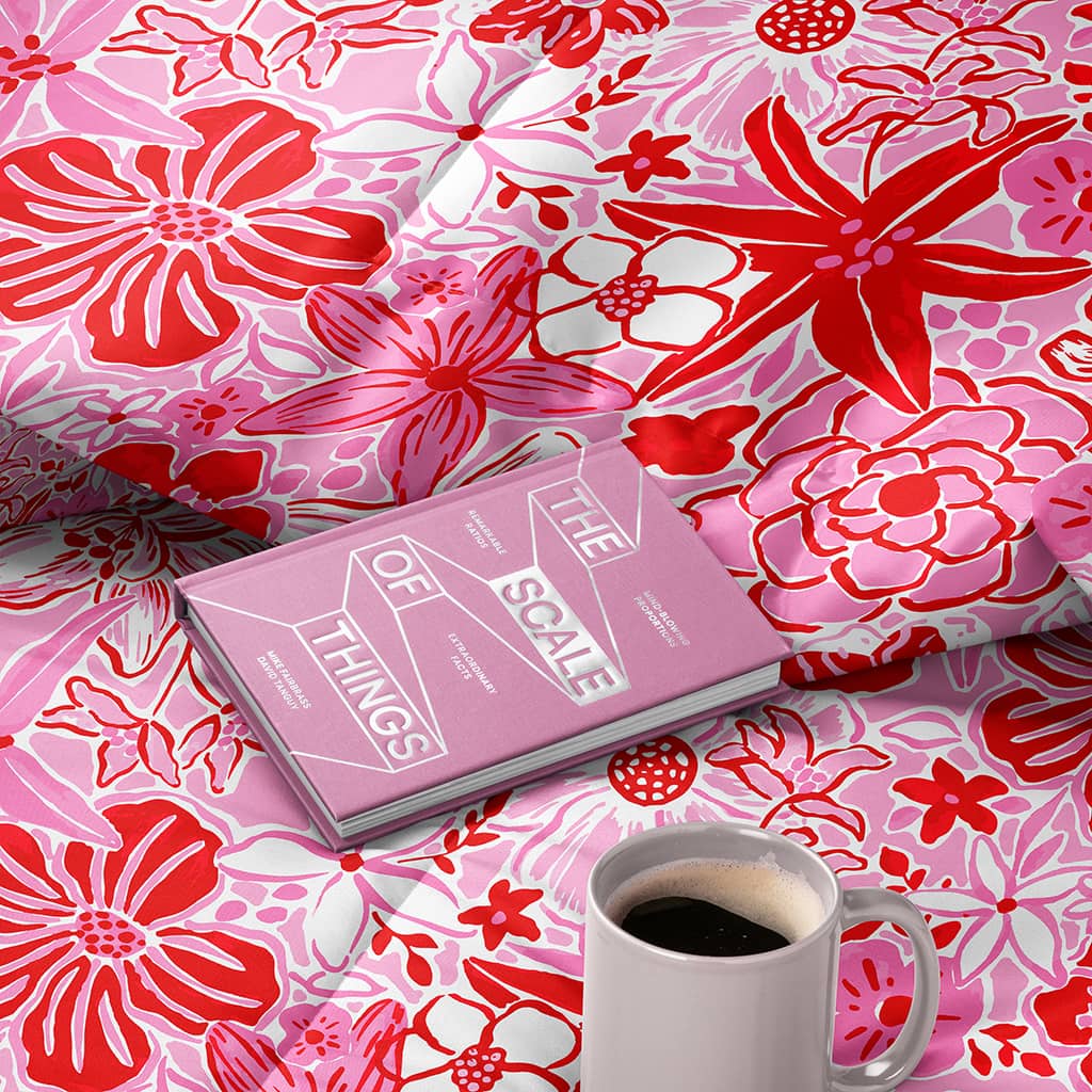 Preppy Comforter Pink Red Floral, Preppy Bedding for Teen Room Decor