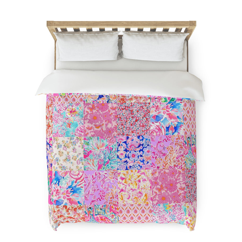 Preppy Duvet Cover, Colorful Patchwork Floral Bedding, Teen Bedding