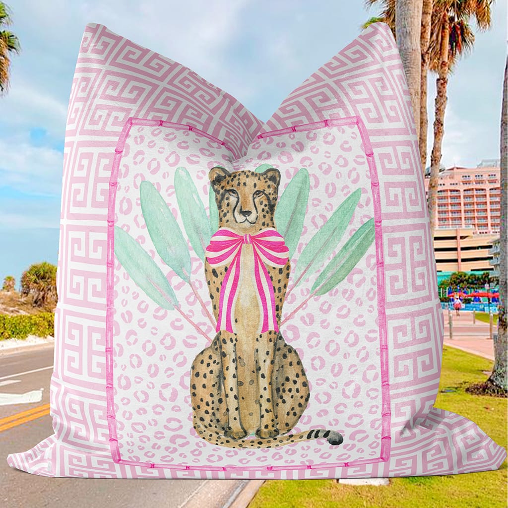Preppy Cheetah Pillow Pink