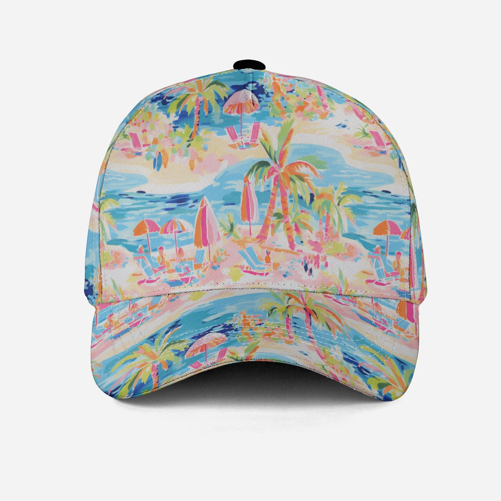 cute baseball hat for women with colorful beach pattern for summer
