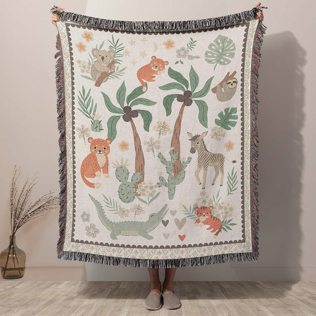 Safari Fantasy Woven Blanket for Kids, Gift for Kids, Family Keepsake