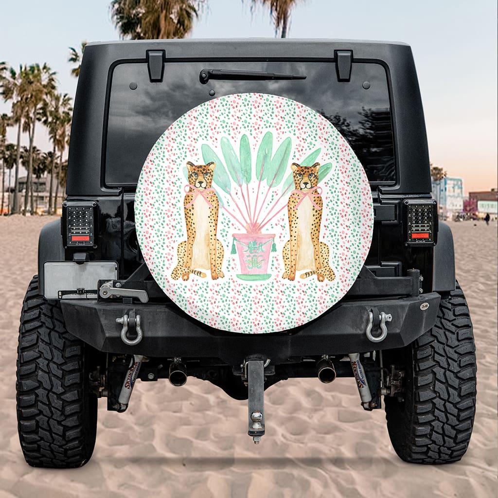 Tropical Cheetah Spare Tire Cover, Car Exterior Decor for Women