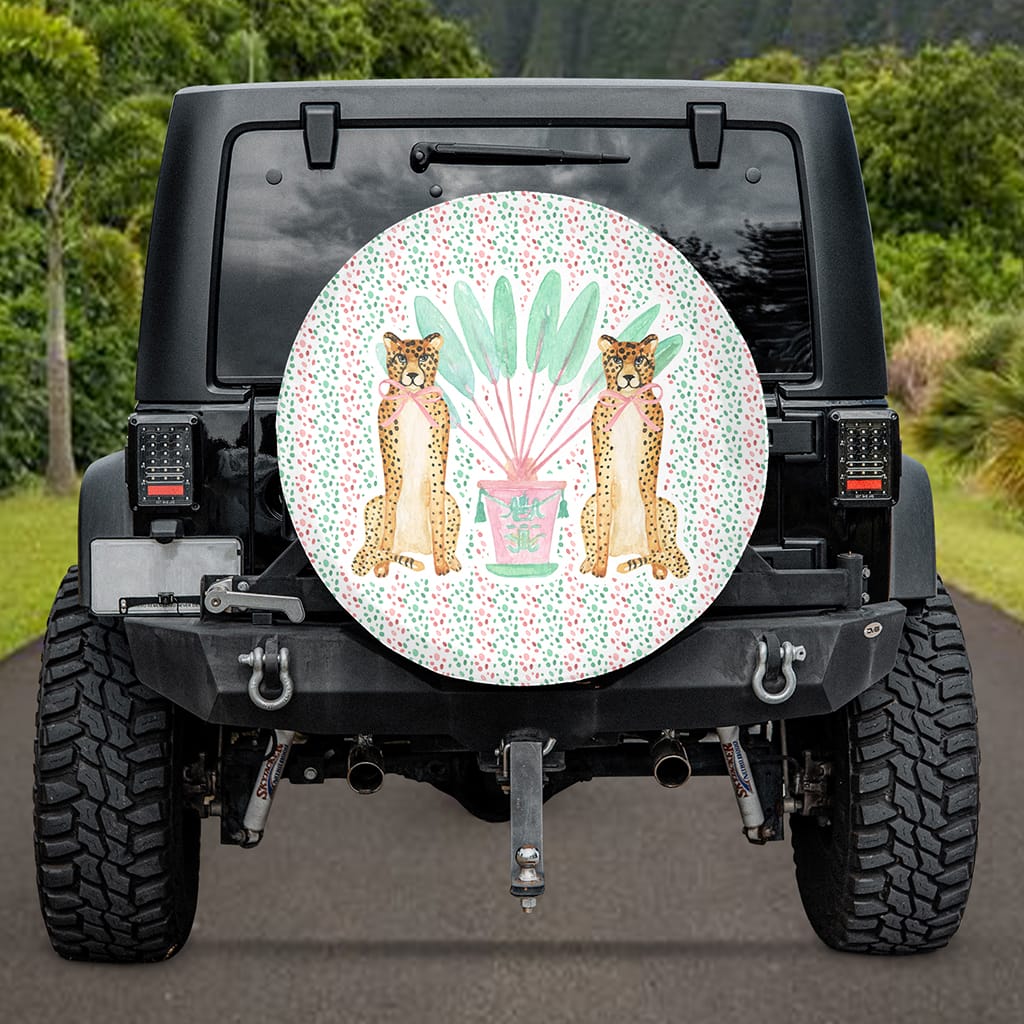 Tropical Cheetah Spare Tire Cover, Car Exterior Decor for Women