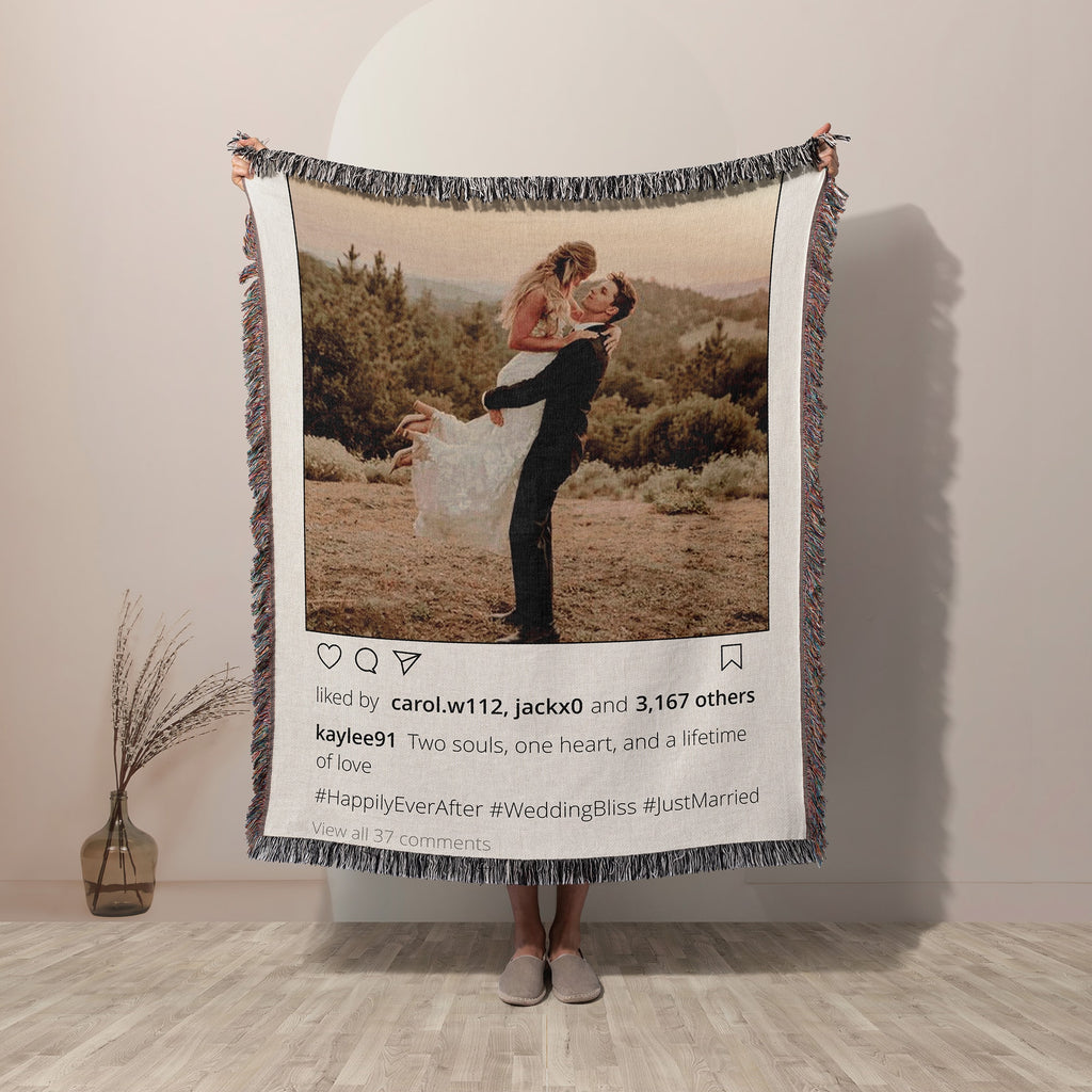  Personalized Photo Blanket, Custom Wedding Gift, Wall Tapestry