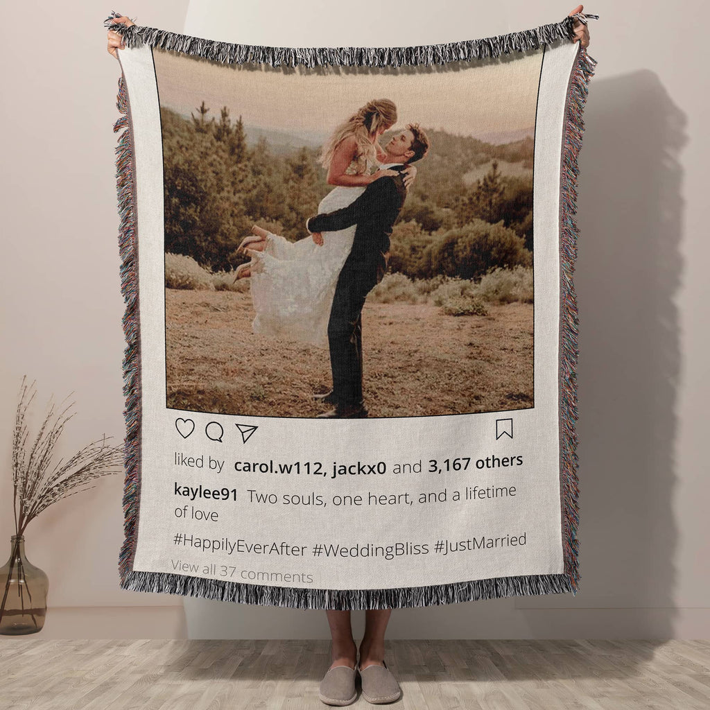  Personalized Photo Blanket, Custom Wedding Gift, Wall Tapestry