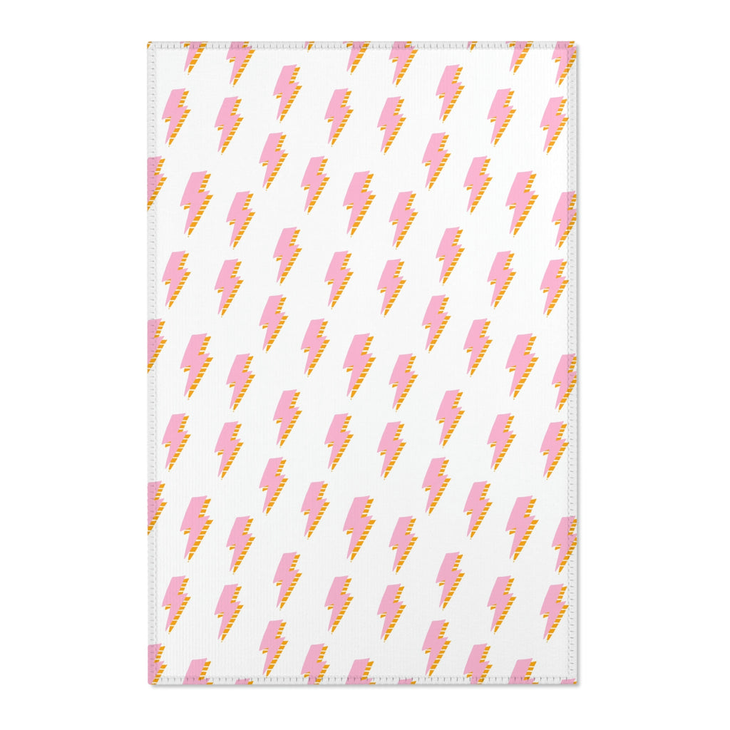 Area Rug with Pink Lightning Bolts 