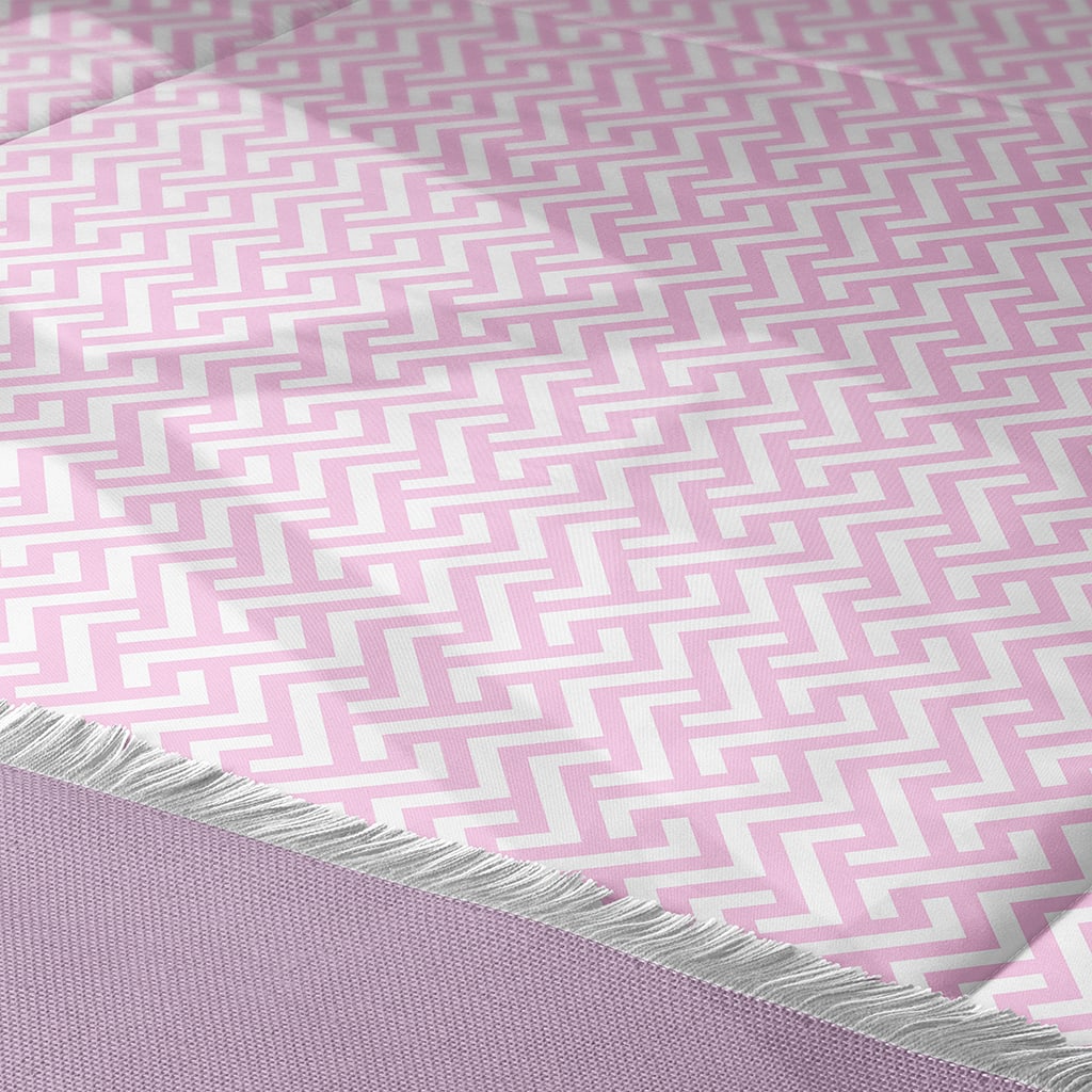 Baby Pink Preppy Comforter Geometric, Preppy Quilt for Aesthetic Room