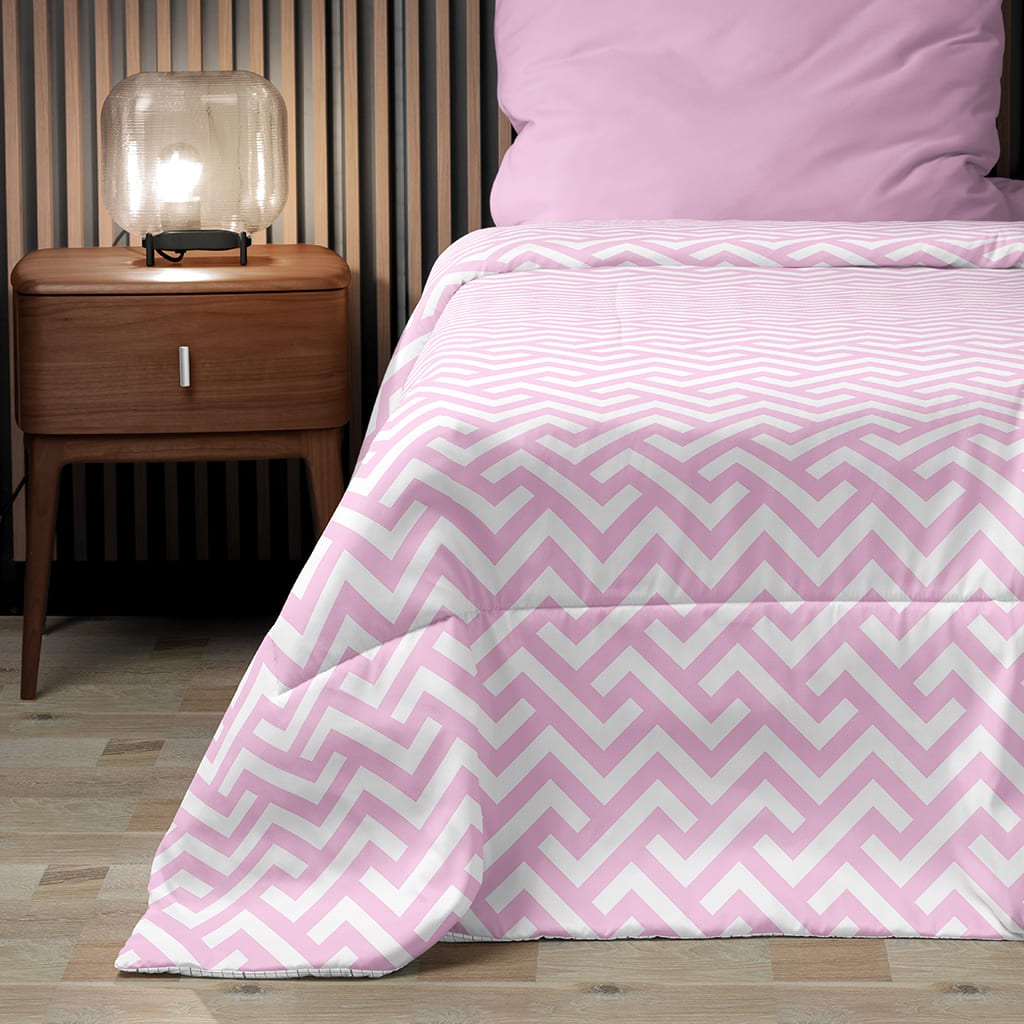 Baby Pink Preppy Comforter Geometric, Preppy Quilt for Aesthetic Room