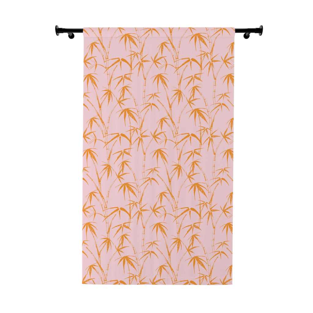 Blackout Window Curtains Bamboo Pink Orange, Tropical Curtain Pink