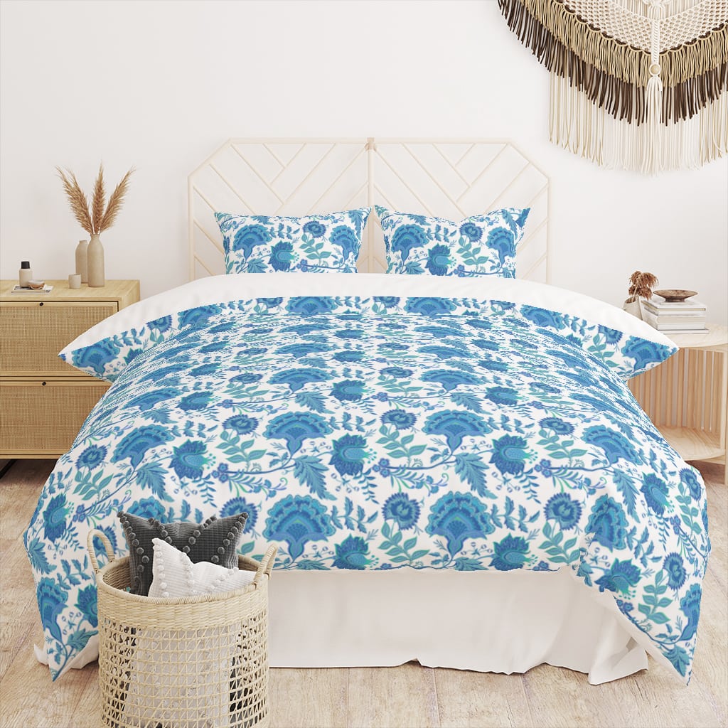 Blue Preppy Duvet Cover Floral, Cute Teen Girl Aesthetic Bedding –  Literally Pretty