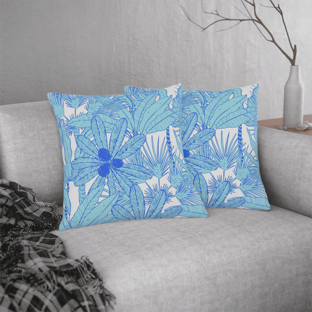 Blue Boho Throw Pillows Tahiti, Preppy Tropical Decorative Pillows