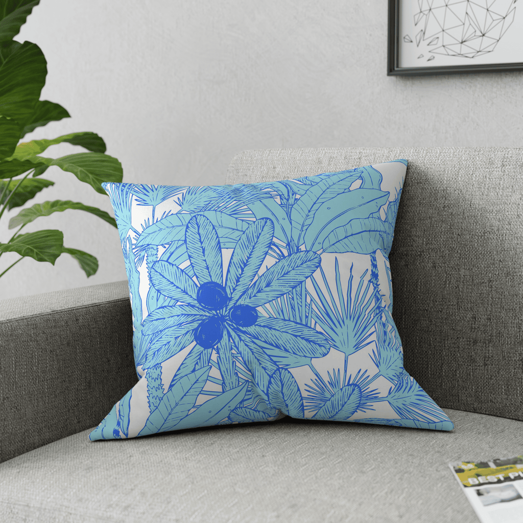 Blue Boho Throw Pillows Tahiti, Preppy Tropical Decorative Pillows