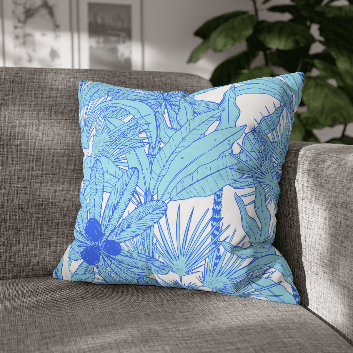 Blue Throw Pillows Coastal Tahiti, Preppy Tropical Decorative Pillows ...