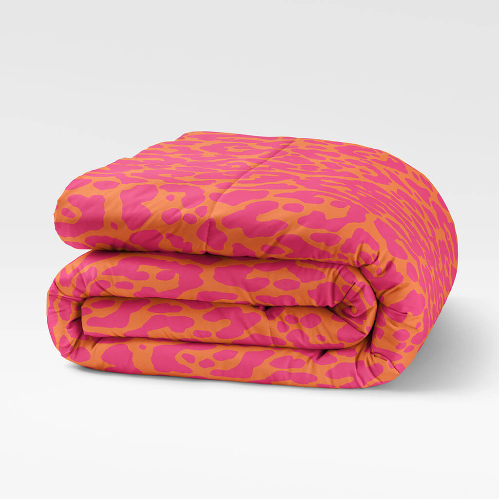 Cheetah Comforter Pink Orange, Animal Print Bedding Pink