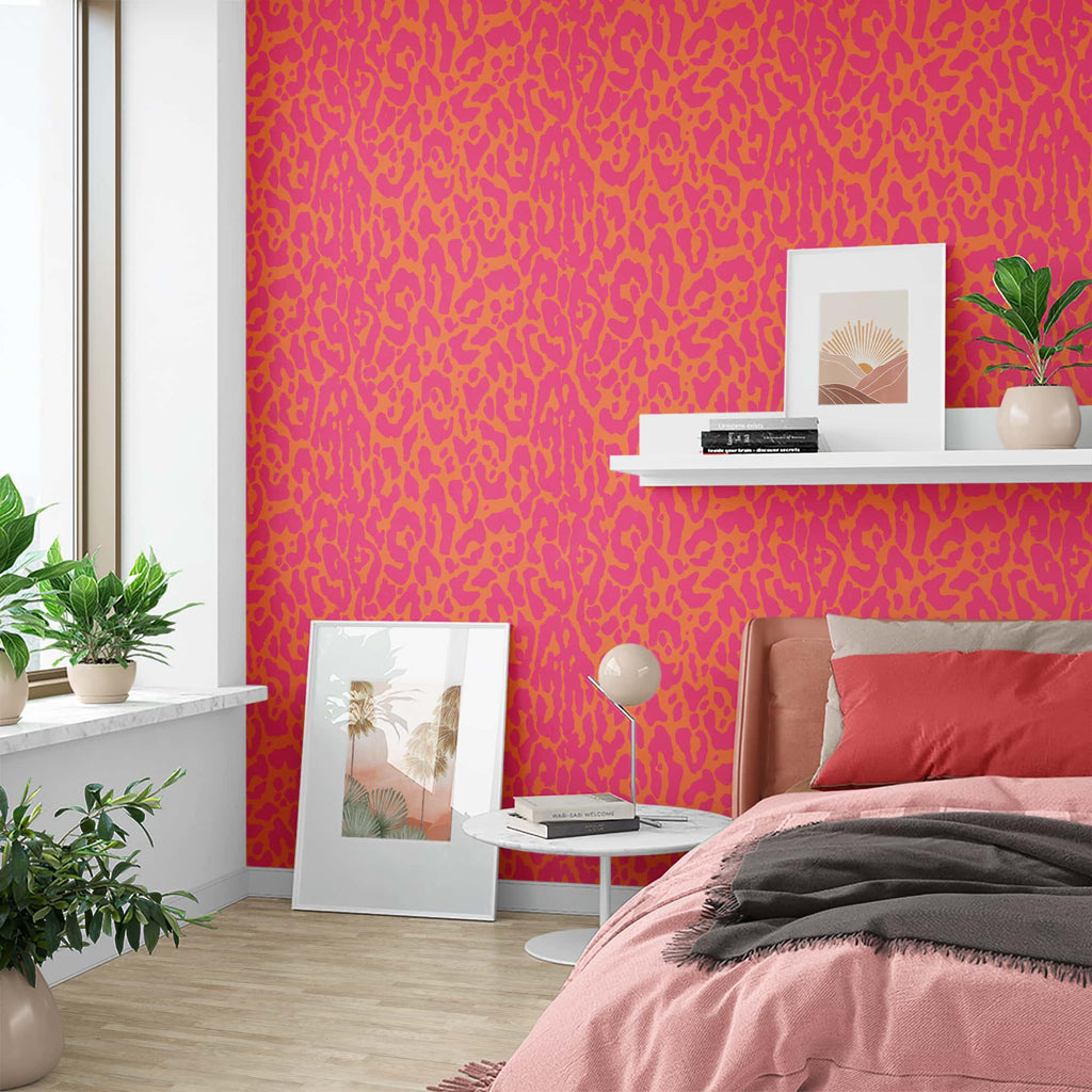 Cheetah Wallpaper Panels Pink Orange