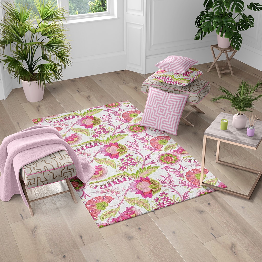 Floral Area Rug Hadley, Low-Pile Area Rug for Spring Summer Room Decor