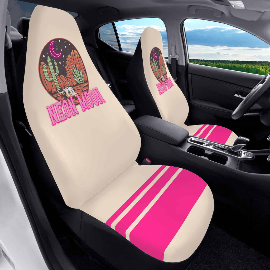 Pink Boho Car Seat Covers - Girly Car Interior Decor - Moon