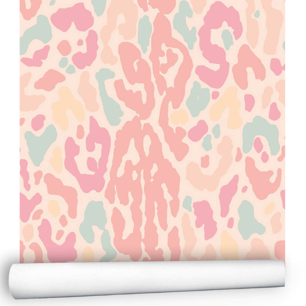 Peel and Stick Wallpaper Cheetah Pastel Blush, Animal Print Wallpaper