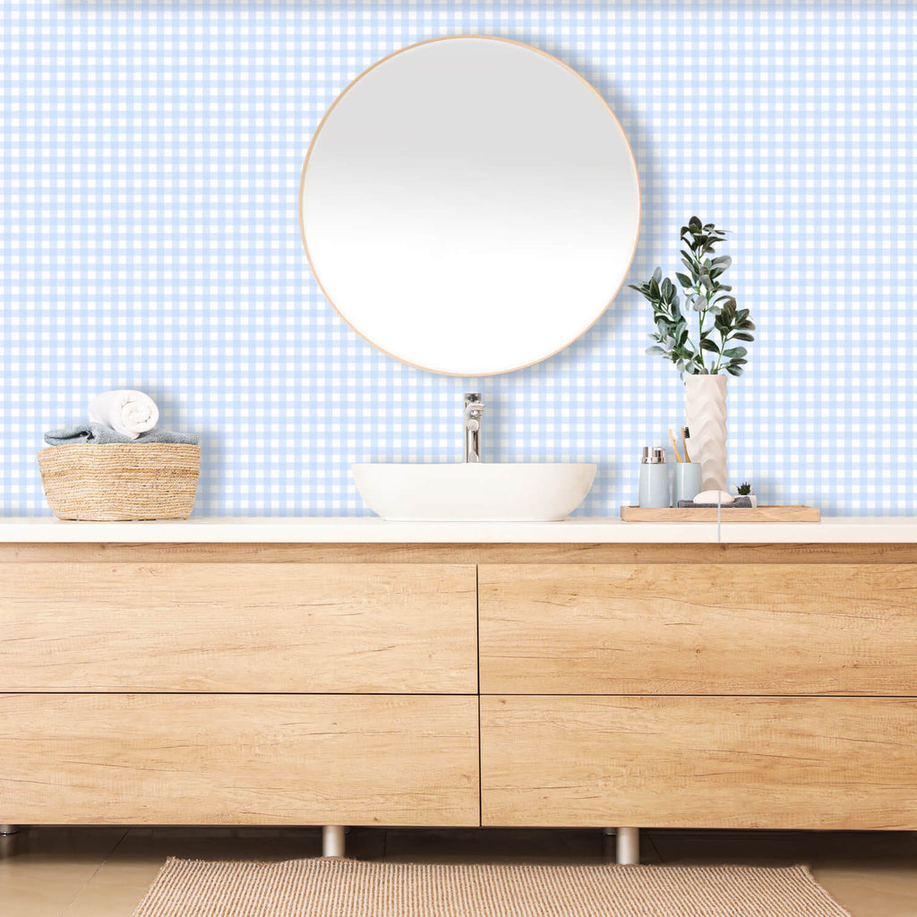 Peel and Stick Wallpaper Gingham Blue