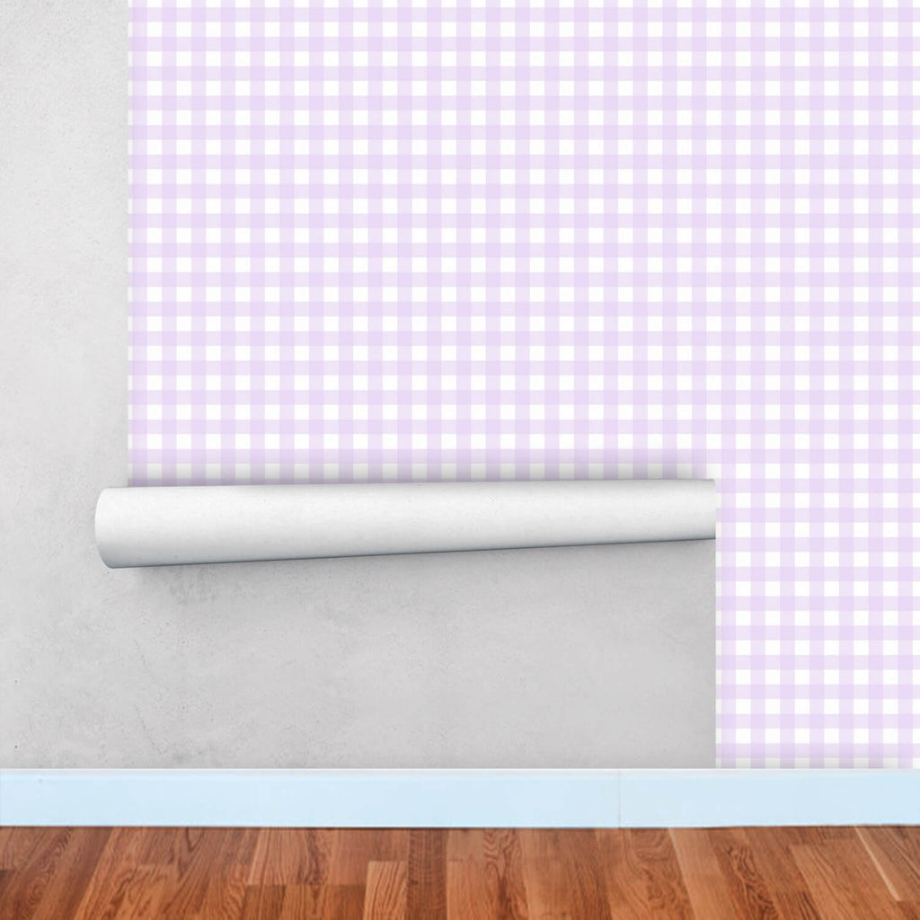 Peel and Stick Wallpaper Gingham Purple