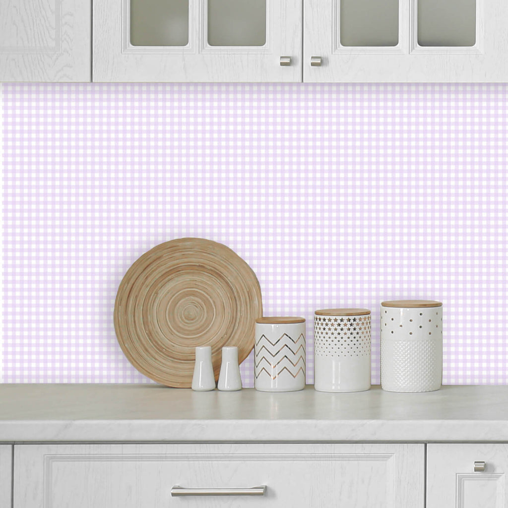 Peel and Stick Wallpaper Gingham Purple