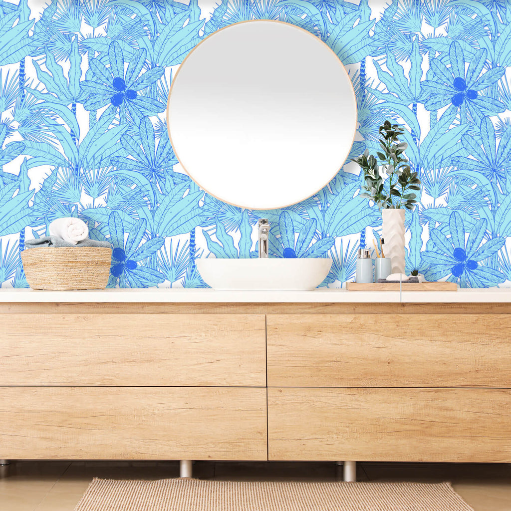 Peel and Stick Wallpaper Tropical Blue Tahiti Wallpaper