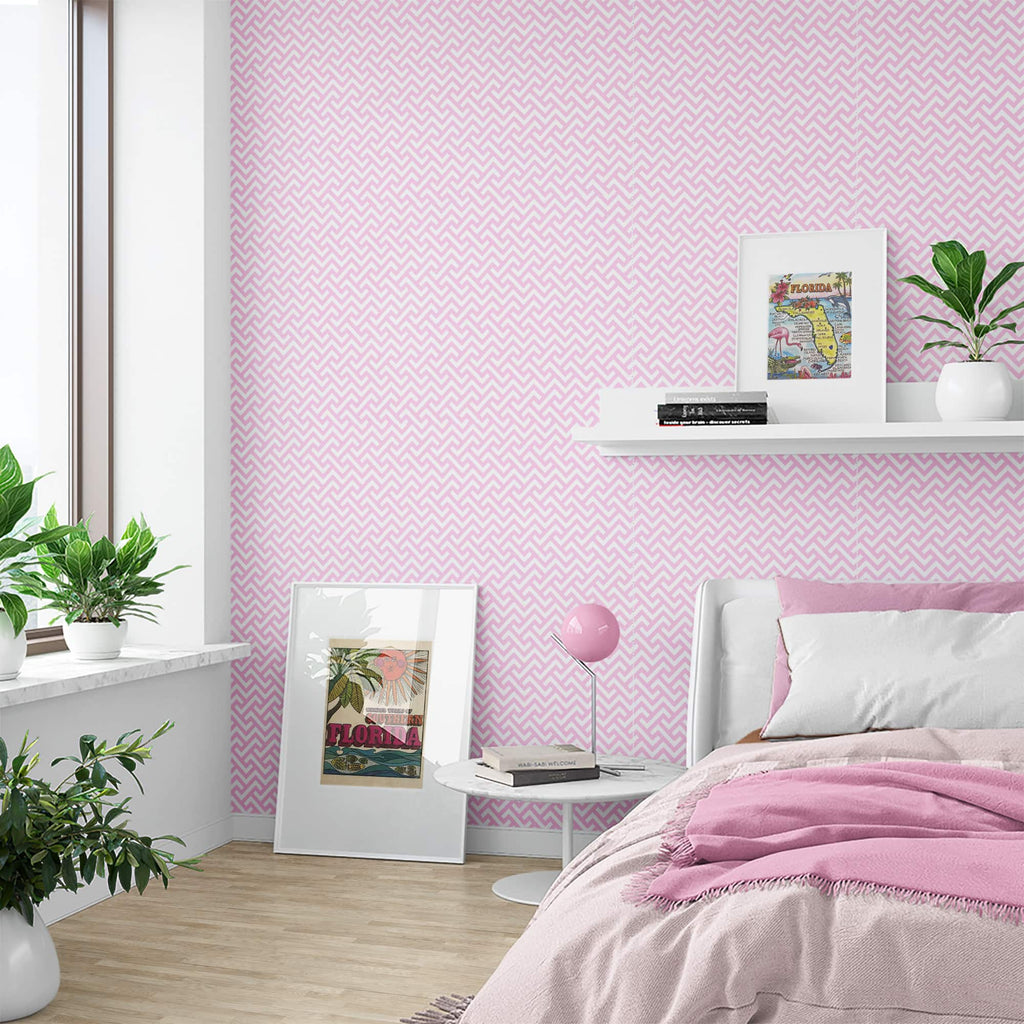 Peel and Stick Wallpapers Pink Preppy Zig n' Zag, Preppy Room Decor