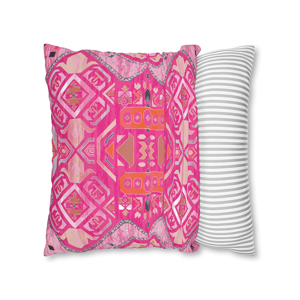 Pink Boho Pillows Ikat - Hot Pink, Boho Throw Pillows for Couch