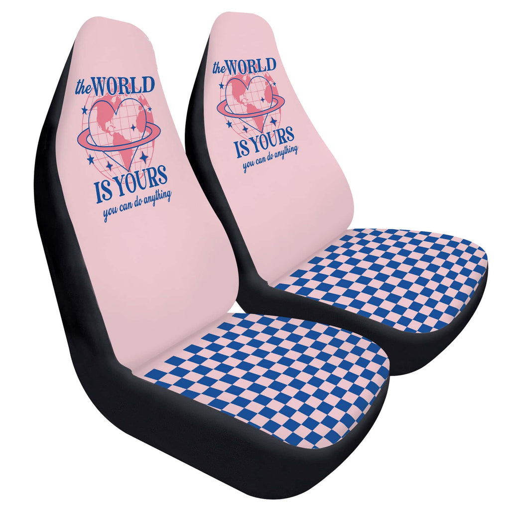 Pink Car Seat Covers Girly - Cute Car Interior Decor - World is Yours