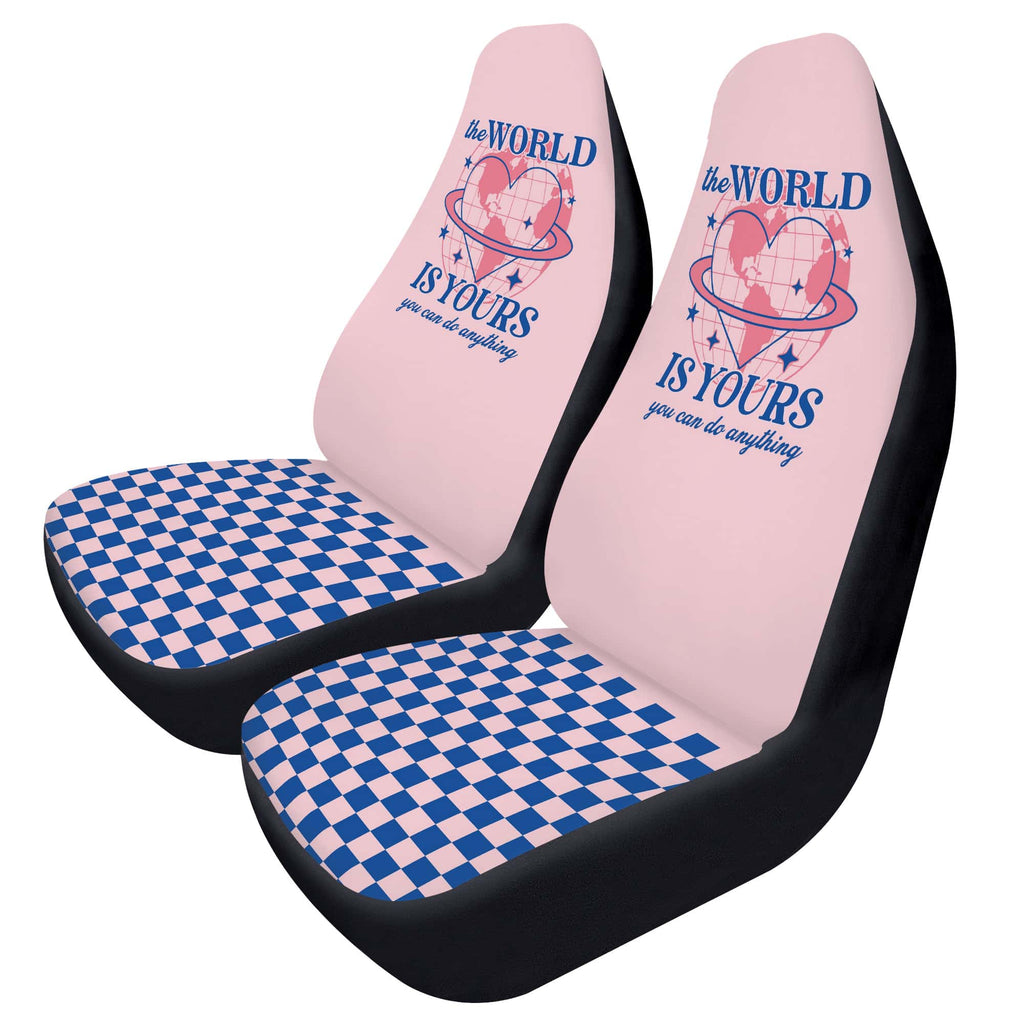 Pink Car Seat Covers Girly - Cute Car Interior Decor - World is Yours