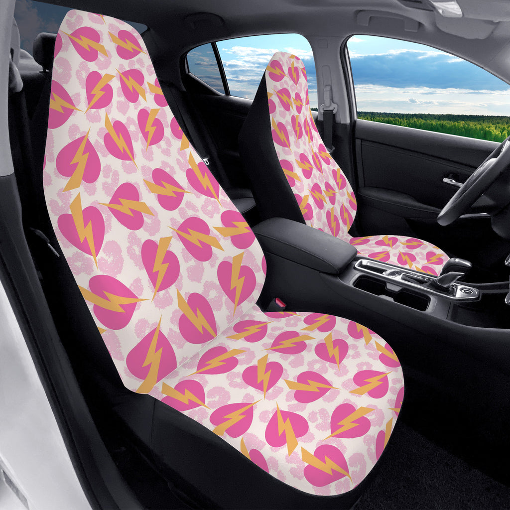 Pink Hearts Car Seat Cover, Car Interior Decor, Cute Car Decor - Pink