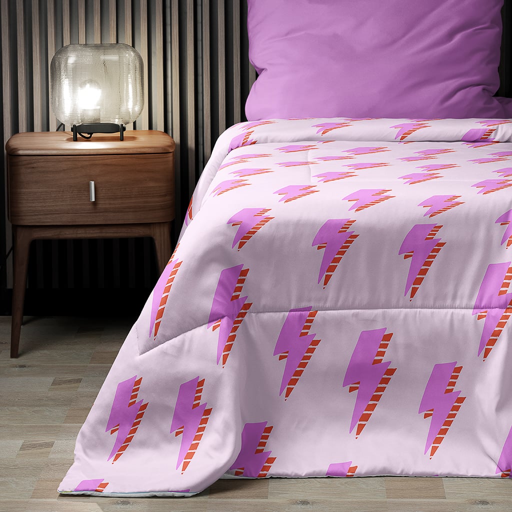 Preppy Comforter Lightning Bolts Pink Red Quilt Teen Bedroom Decor