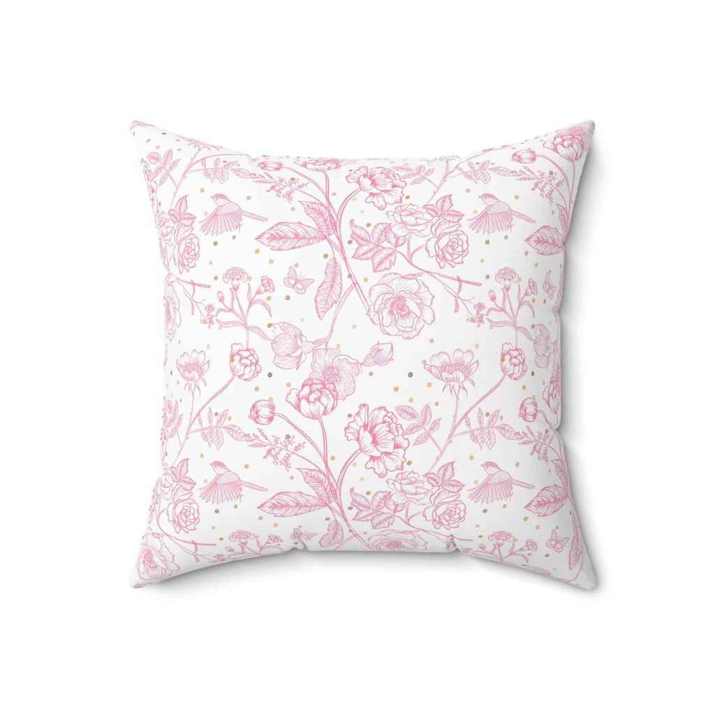 Pink Toile Throw Pillow - Toile de Jouy Decor Pillows
