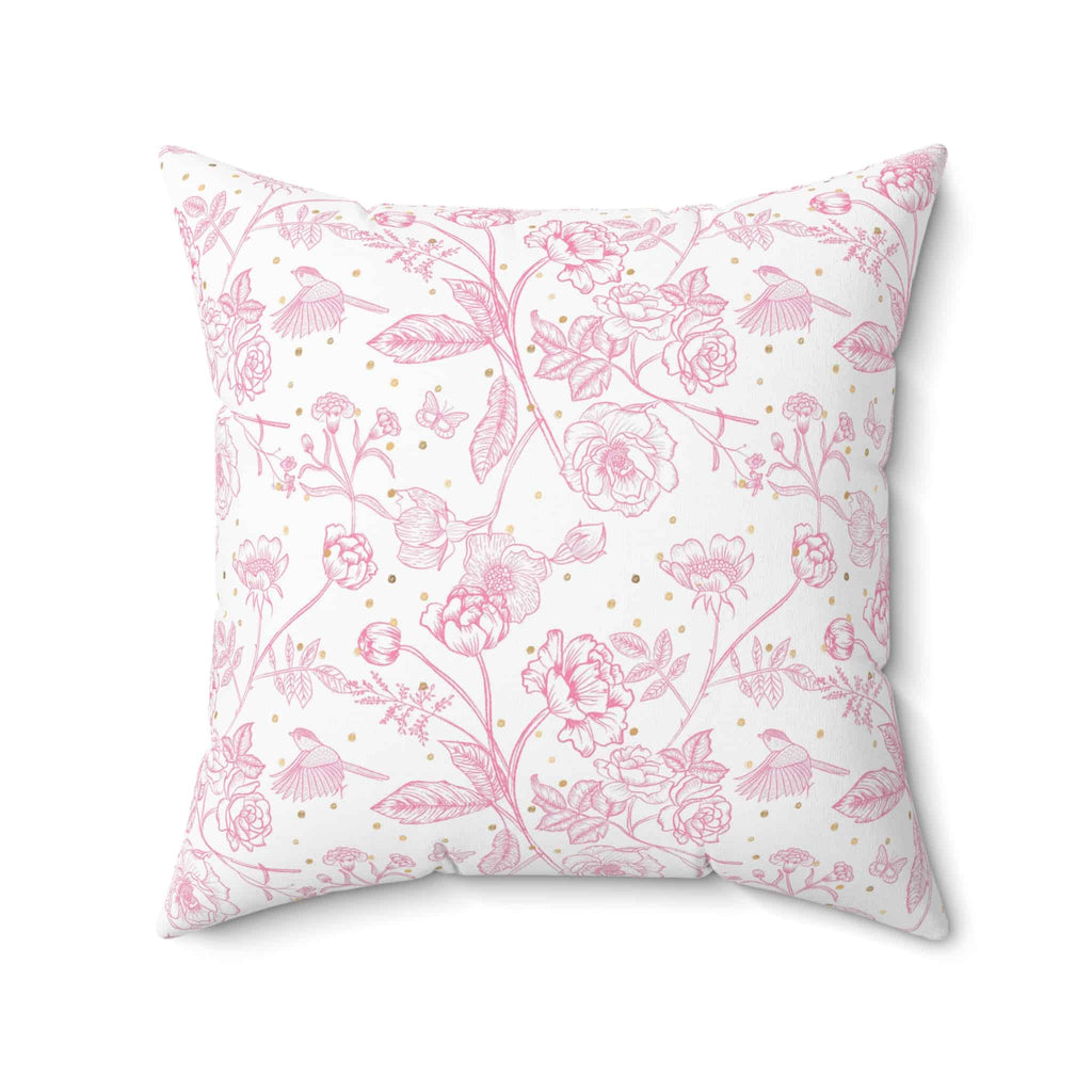 Pink Toile Throw Pillow - Toile de Jouy Decor Pillows