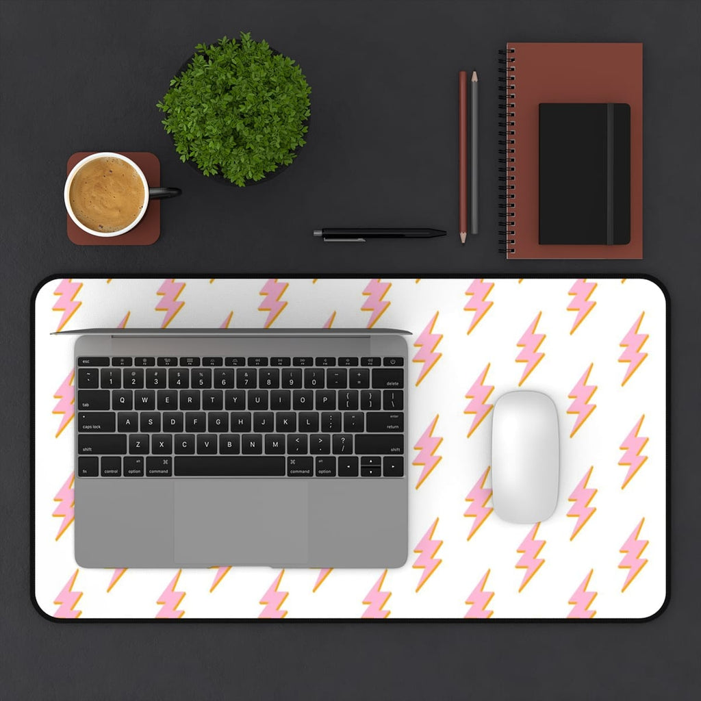 Preppy Desk Mat Lightning Bolts Blush Pink | Teen Desk Decor Aesthetic