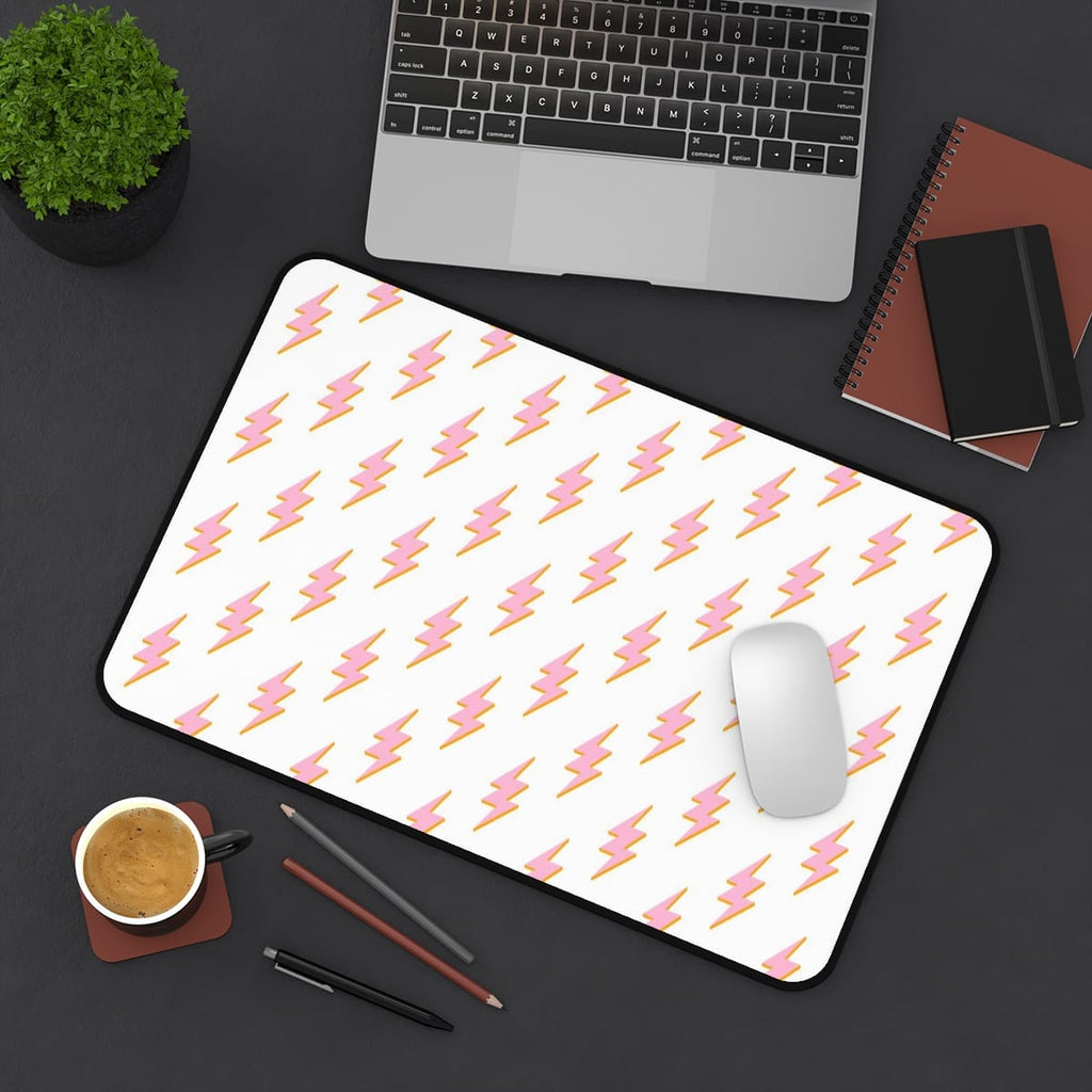 Preppy Desk Mat Lightning Bolts Blush Pink | Teen Desk Decor Aesthetic